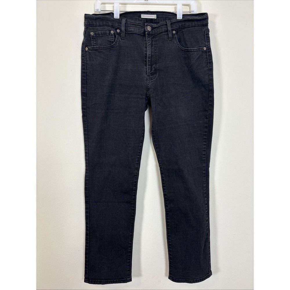 Levis 724 Jeans Women's Size 34x28 High Rise Straight Black Stretch Denim